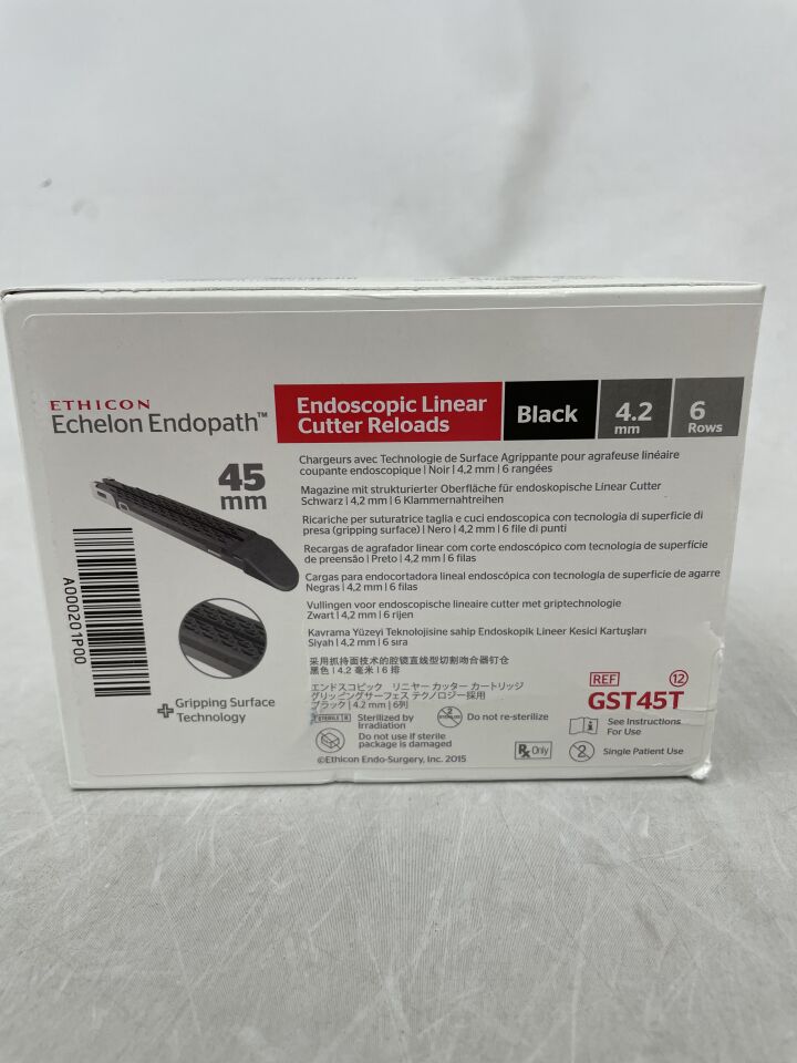 GST45T - ETHICON - Echelon Endopath Stapler Reload with Gripping Surface Technology, Black, 4.2 Open x 2.3 mm Closed Height, (BX/12) - ( Expiry Date: 2025-01-31 )