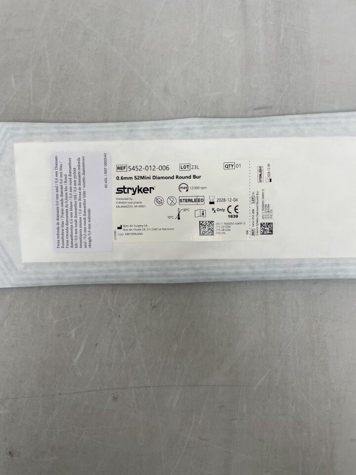 5452-012-006 - STRYKER - S2 Mini Round Diamond Cutting Burr, 0.6mm , ( EA ) - ( Expiry Date : 2028-12-04 )