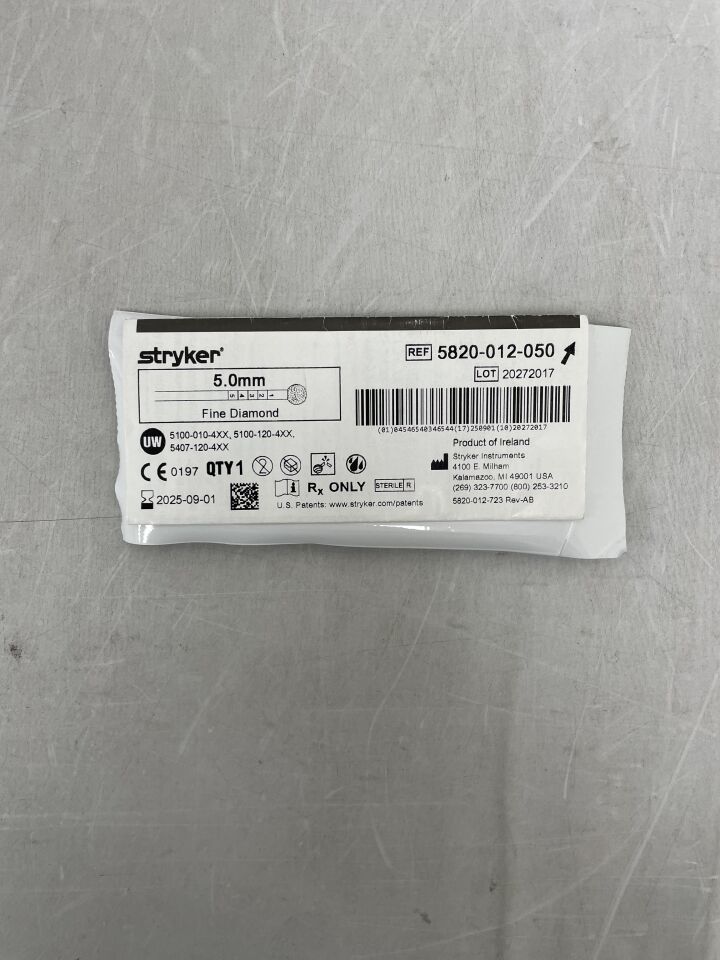 5820-012-050 - STRYKER - Elite Round Diamond Bur 5.0mm , ( EA ) - ( Expiry Date : 2025-09-01 )