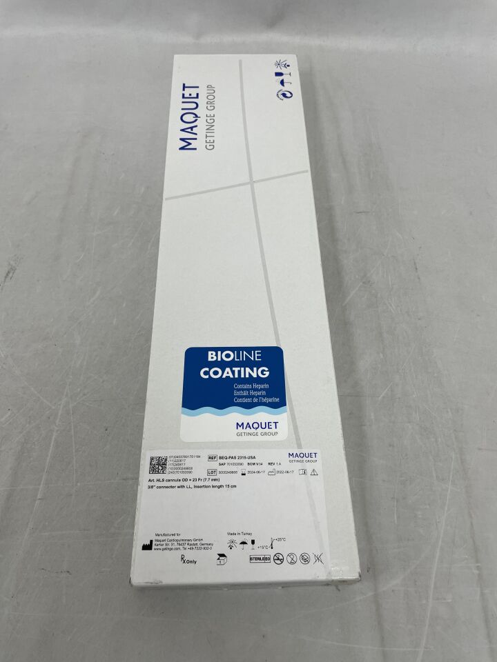 BEQ-PAS 2315-USA - MAQUET - HLS Cannula, 23Fr, 15cm, (BX/1) - ( Expiry Date: 2024-06-17 )