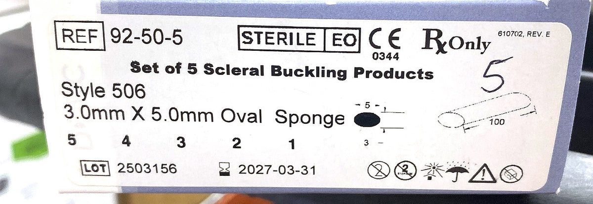 92-50-5 - DUTCH OPHTHALMIC RESEARCH CENTER - Scleral Buckling Products: Style 506, 3.0mm x 5.0mm Oval Sponge, (BX/5)