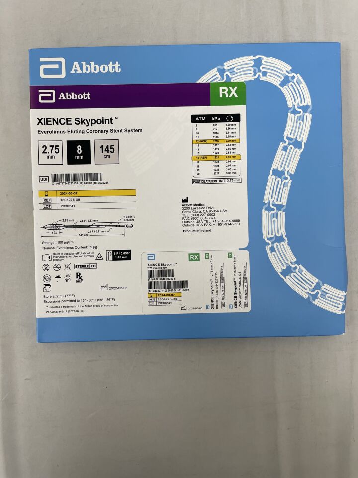 1804275-08 - ABBOTT - Xience Skypoint RX Everolimus Eluting Coronary Stent: 2.75mm x 8mm, 145cm, (BX/1) - ( Expiry Date: 2025-03-07 )