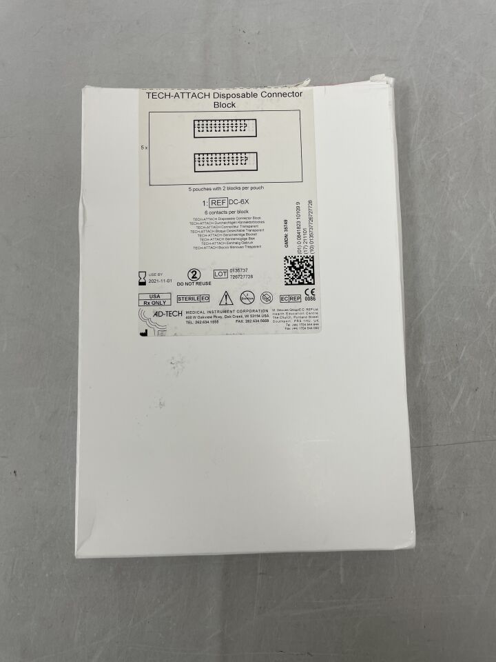 DC-6X - ADTECH MEDICAL - ATTACH Disposable Connector Block, 6 Contacts per Block, (BX/10) - ( Expiry Date: 2021-11-01 )