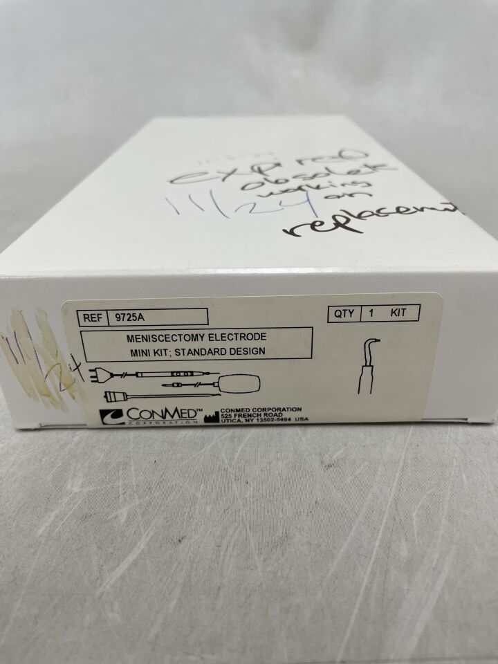 9725A - CONMED - Meniscectomy Electrodes, Standard Design, 90° Tip, 165mm, Arthroscopic surgical procedure kit, (BX/1) - ( Expiry Date: 2024-11-03 )