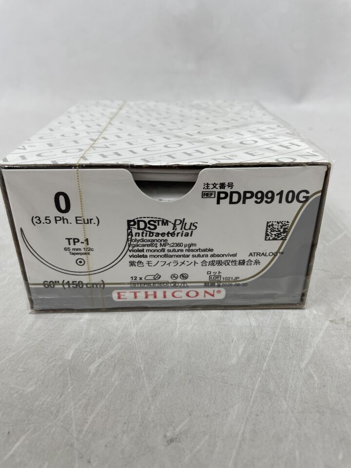 PDP9910G - ETHICON - PDS Plus Antibacterial (polydioxanone) Suture, Taper Point, Absorbable, Violet Monofilament Loop 54" = 135cm, Size: 0
, ( ) - ( Expiry Date : 2026-06-30 )