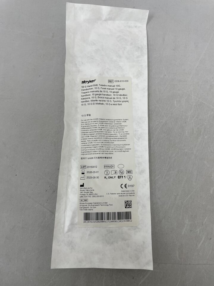 0306-810-000 - STRYKER - Taladro manual de 10 G para IVAS, (unidades) - (Fecha de caducidad: 01/05/2026)