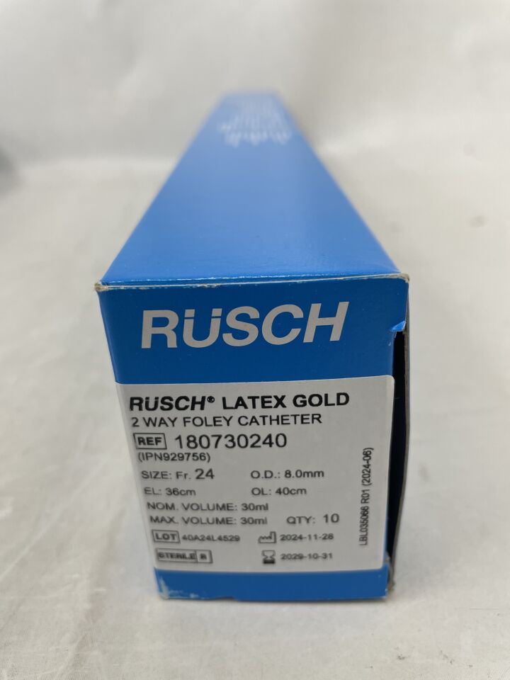 180730240 - TELEFLEX - Rusch Gold Foley 導尿管 2 通標準頭,24Fr,(盒/10)-(有效期限:2029-10-31)