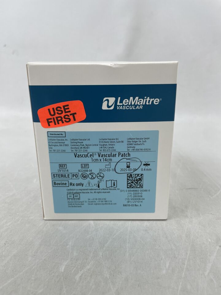 UV1014 - ADMEDUS - VascuCel Bioscaffold Vascular Patch, 1cm x 14cm, (BX/1)
