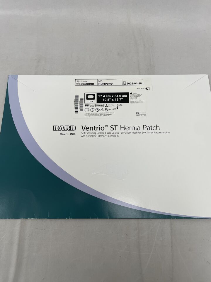 5950090 - BARD - Ventrio Self-Expanding ST Hernia Patch, Oval, Extra Large, (BX/1) - ( Expiry Date: 2025-01-28 )
