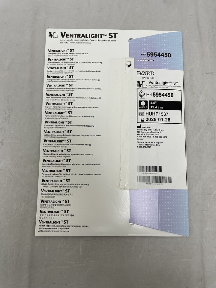 5954450 - BARD - Ventralight ST Low Profile Bioresorbable Coated Permament Mesh, Circle, 4.5, (BX/1) - ( Expiry Date: 2025-01-28 )