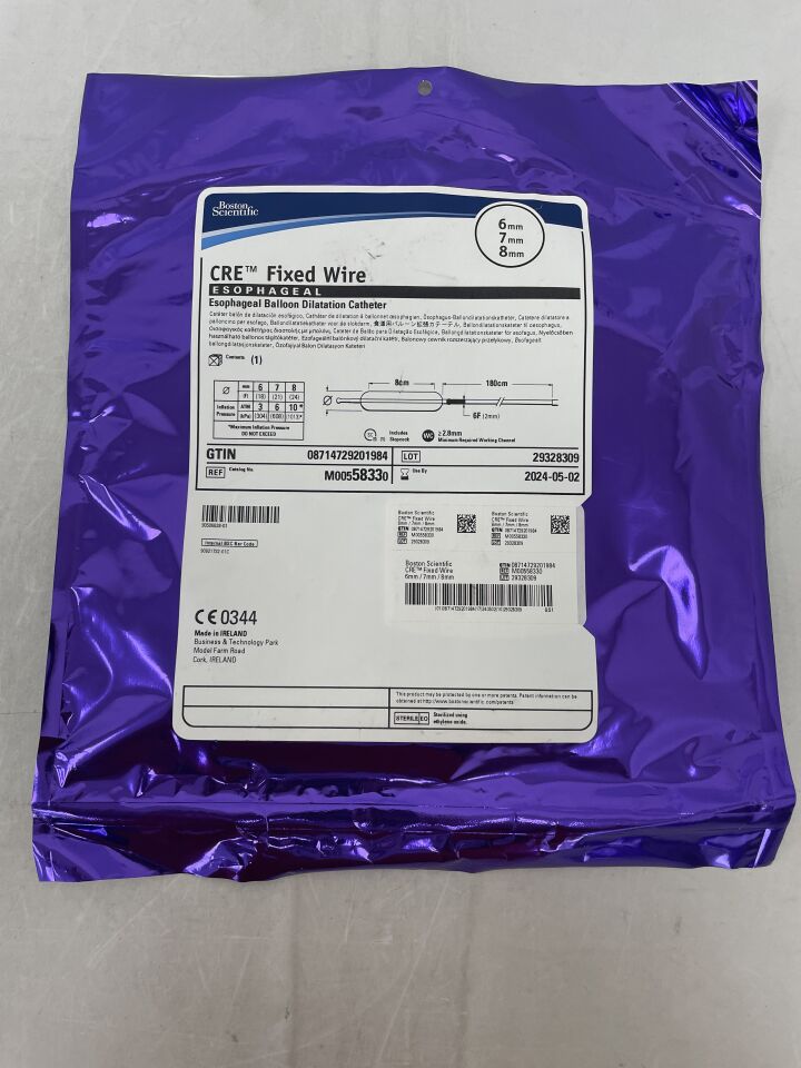 5833 - BOSTON SCIENTIFIC - CRE Fixed Wire Balloon Dilatation Catheter - Esophageal - 6mm x 7mm x 8mm, (EA) - ( Expiry Date: 2024-05-02 )