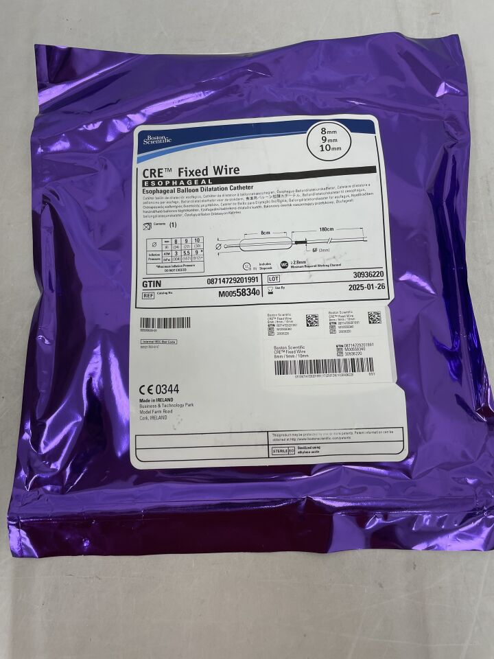 5834 - BOSTON SCIENTIFIC - CRE Fixed Wire Balloon Dilatation Catheter - Esophageal - 8mm x 9mm x 10mm, (EA) - ( Expiry Date: 2025-01-26 )