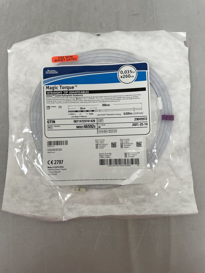 46592 - BOSTON SCIENTIFIC - Magic Torque Glidex Coated Hydrophilic Guidewire - Straight Tip (Shapeable) - .035" x 260cm, (EA) - ( Expiry Date: 2025-03-14 )