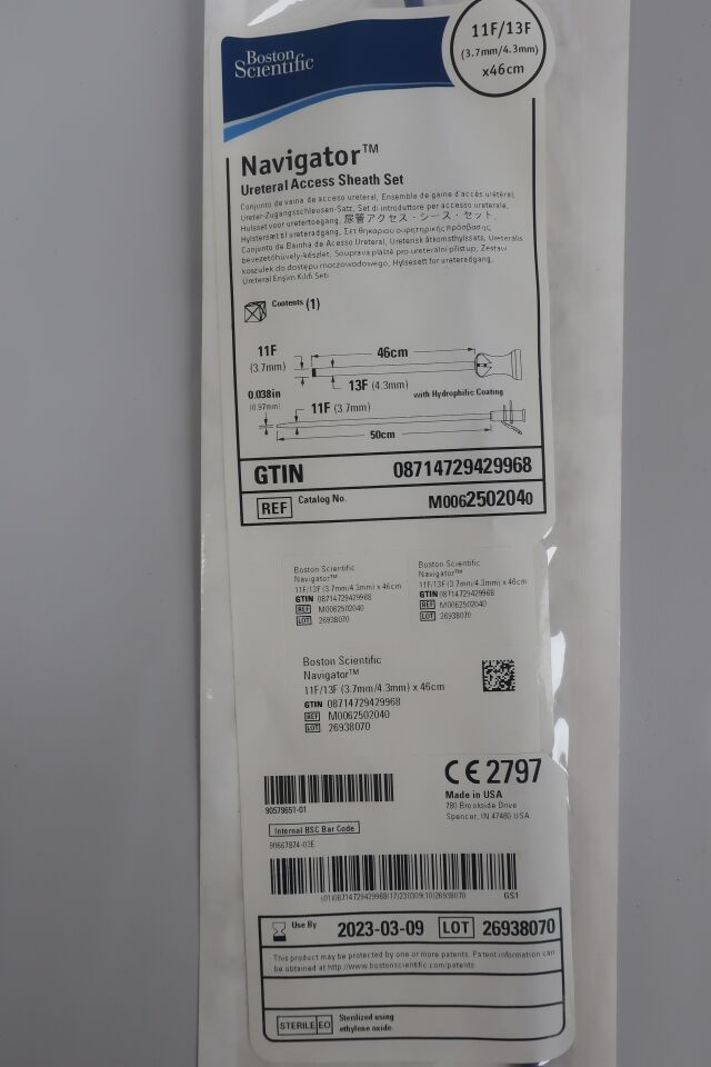 250204 - BOSTON SCIENTIFIC - Navigator Ureteral Access Sheath Set, 11F/13F x 46cm, (BX/1) - ( Expiry Date: 2025-03-16 )