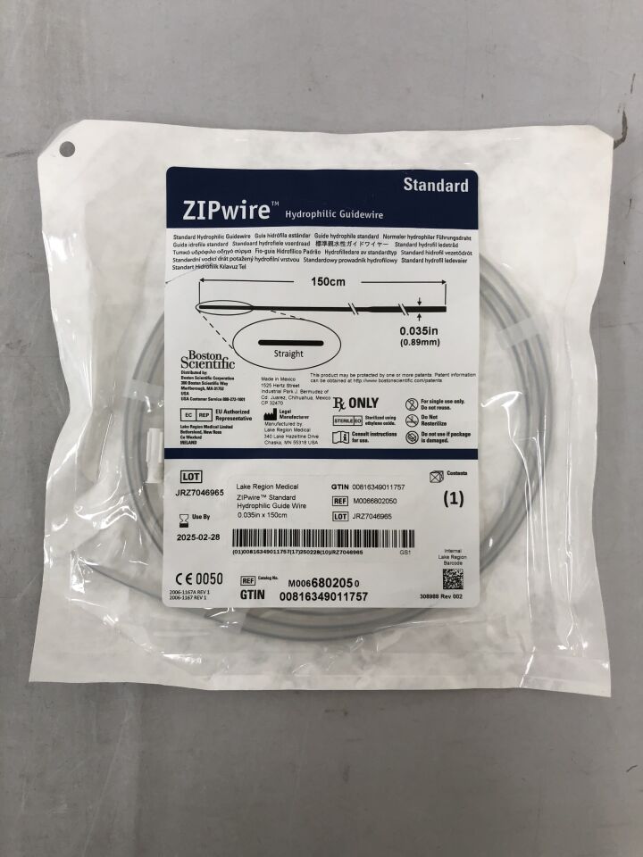 680205 - BOSTON SCIENTIFIC - ZIPWire Standard Hydrophilic Guidewire, 0.035, (EA) - ( Expiry Date: 2025-02-28 )