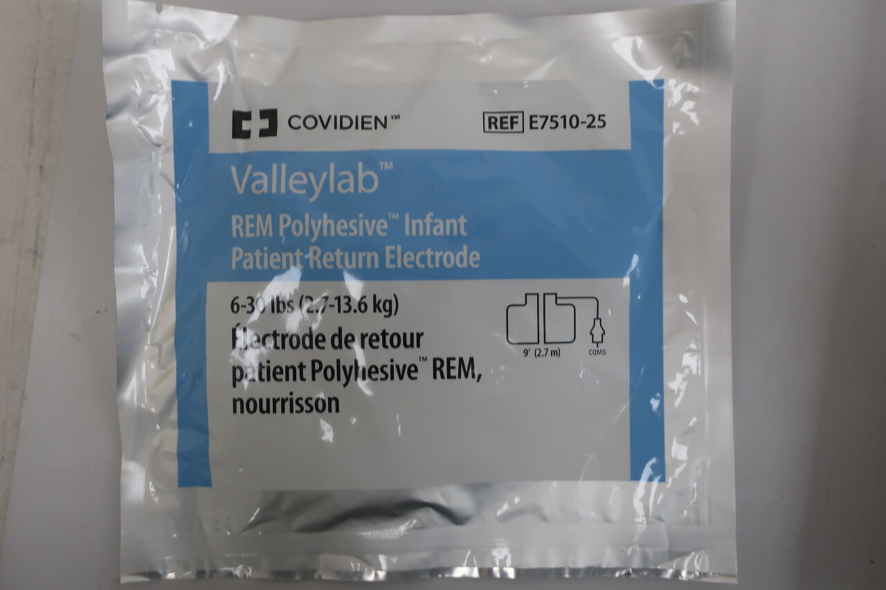 E7510-25 - COVIDIEN - Valleylab REM PolyHesive Infant Patient Return Electrode, 9 ft. Size, (EA) - ( Expiry Date: 2024-08-14 )