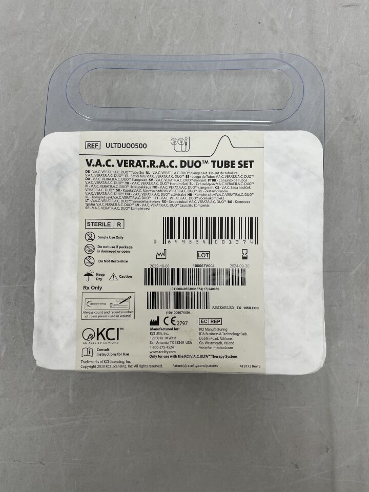 ULTDUO0500 - KCI - V.A.C VeraT.R.A.C Duo Tubing Set, (EA) - ( Expiry Date: 2024-09-30 )