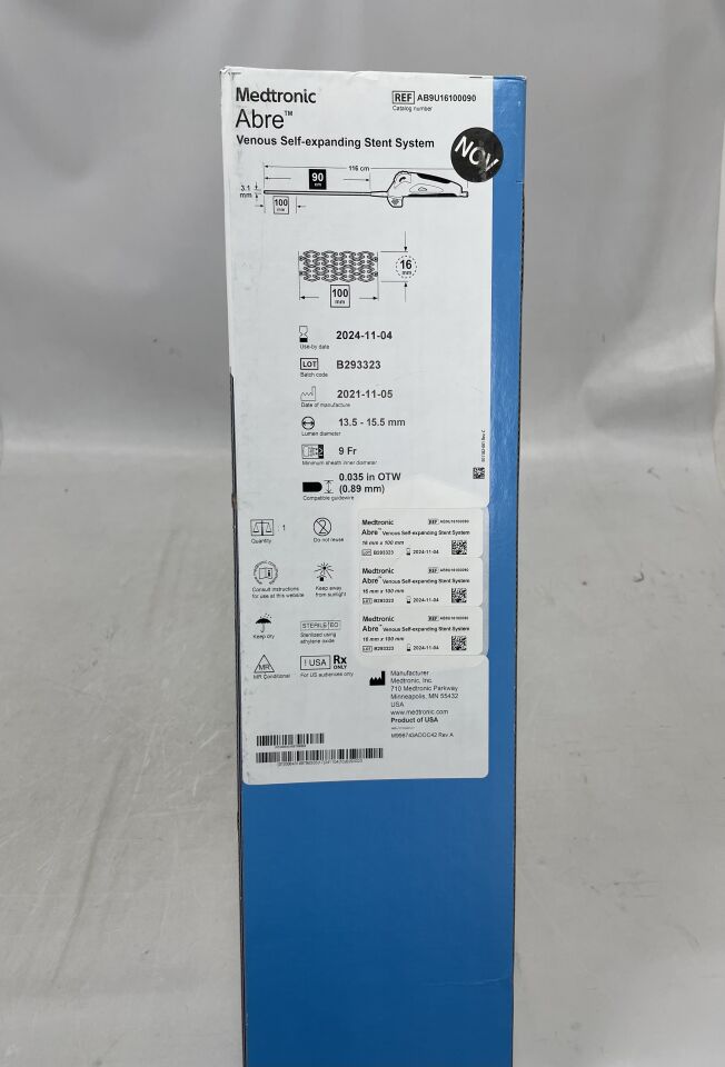 AB9U16100090 - MEDTRONIC - Abre Self-Expanding Venous Stent System 16mm x 100mm, 90cm, (BX/1) - ( Expiry Date: 2024-11-04 )