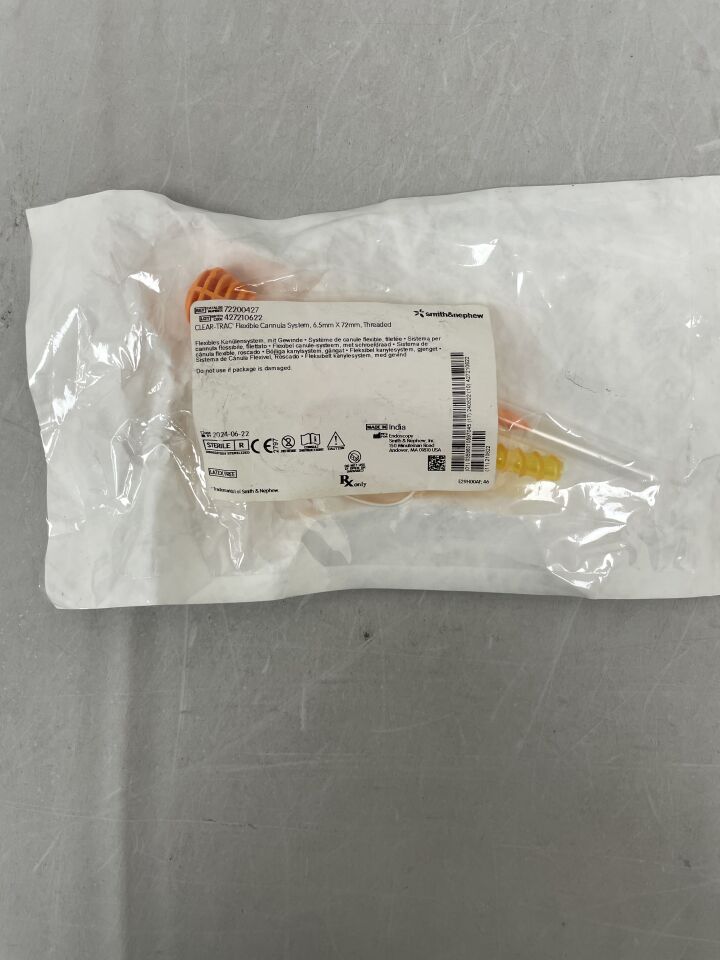 72200427 - SMITH & NEPHEW - Clear-Trac Polycarbonate Flexible Cannula System, 6.5 x 72 mm, (EA) - ( Expiry Date: 2024-06-22 )