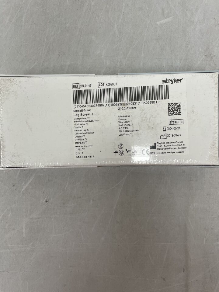 3060-0110S - STRYKER - Titanium Lag Screw, 10.5 x 110mm, (BX/1) - ( Expiry Date: 2024-08-31 )