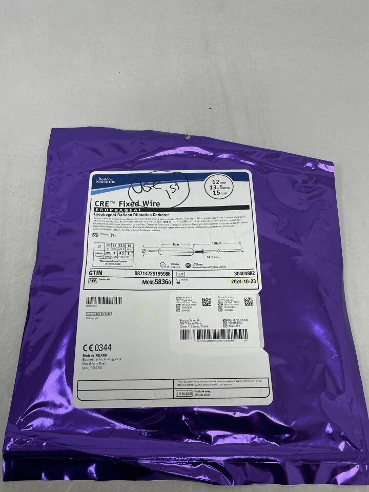 5836 - BOSTON SCIENTIFIC - CRE Fixed Wire Balloon Dilatation Catheter - Esophageal - 12mm x 13.5mm x 15mm, () - ( Expiry Date: 2024-10-23 )