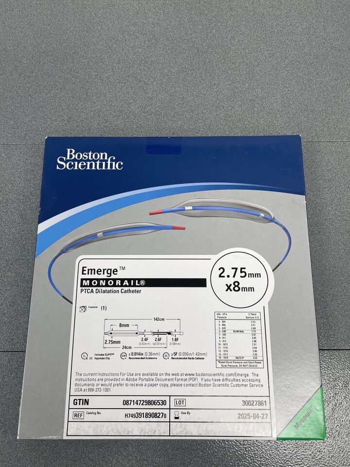 391890827 - BOSTON SCIENTIFIC - Emerge Monorail PTCA Dilatation Catheter, 2.75mm X 8mm, (BX/1) - ( Expiry Date: 2025-04-27 )
