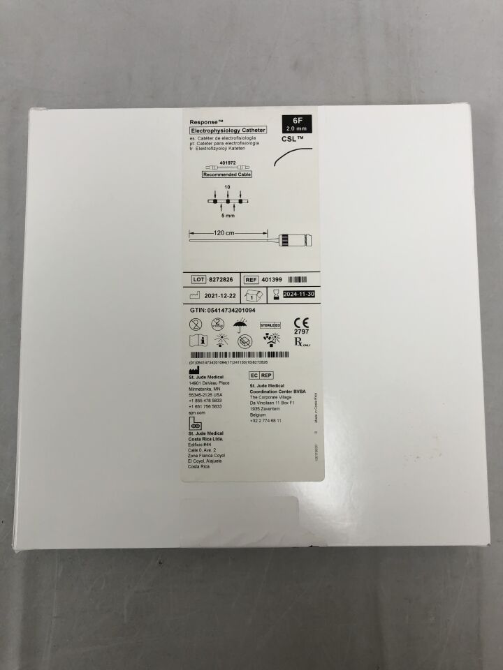 401399 - ST JUDE MEDICAL - Response Decapolar Electrophysiology Catheter with Lumen, 6F, 120cm, (BX/1) - ( Expiry Date: 2024-11-30 )
