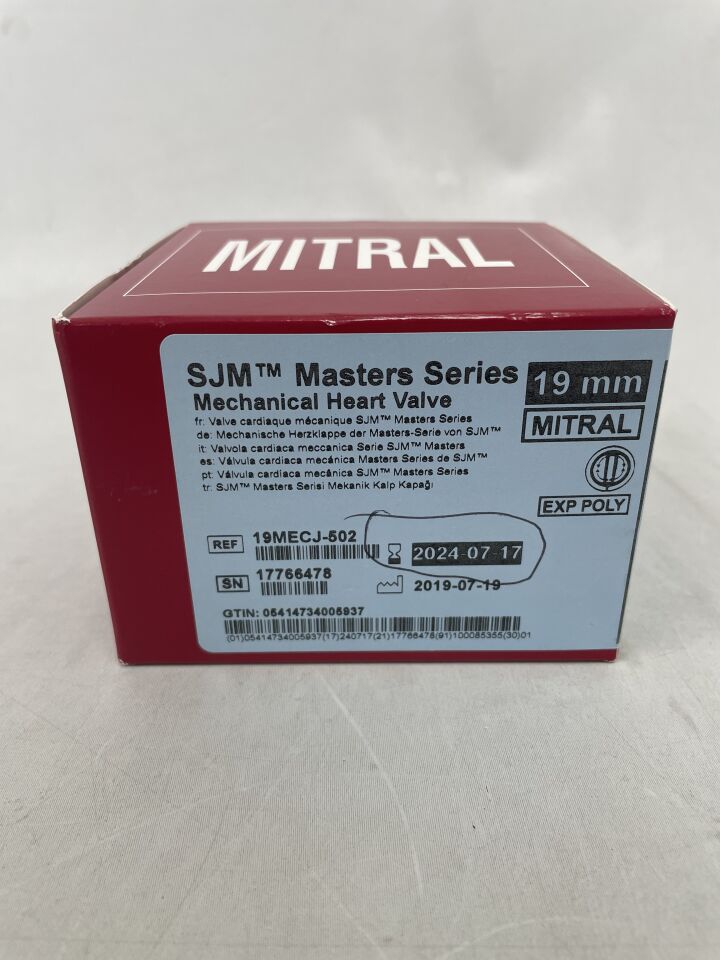 19MECJ-502 - ST JUDE MEDICAL - Masters Series Mechanical Heart Valve - Mitral - 19mm, (BX/1) - ( Expiry Date: 2024-07-17 )
