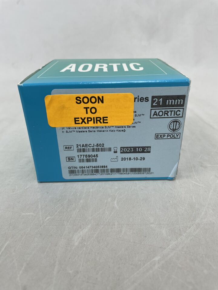 21AECJ-502 - ST JUDE MEDICAL - Mechanical Heart Valve, Expanded-Cuff Polyester, Rotatable Aortic 23mm, (BX/1) - ( Expiry Date: 2023-10-28 )