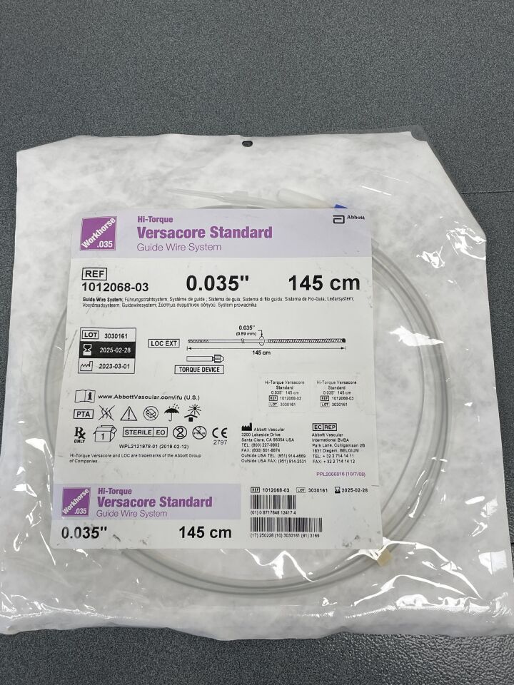1012068-03 - ABBOTT - Hi-Torque Versacore Guide Wire, Standard: 0.035" x 145cm, (EA) - ( Expiry Date: 2025-02-28 )