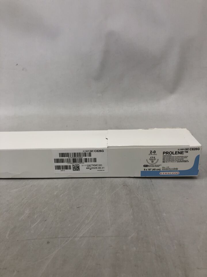 C826G - ETHICON - Prolene 不可吸收單絲聚丙烯縫合線,2-0 號,18 英吋長,CT-2 針,()-(有效期限:)