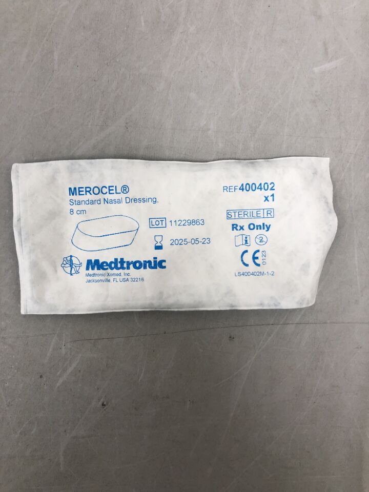 400402 - MEDTRONIC - Merocel Standard Nasal Dressing w/o String 8cm, (EA) - ( Expiry Date: 2025-05-23 )