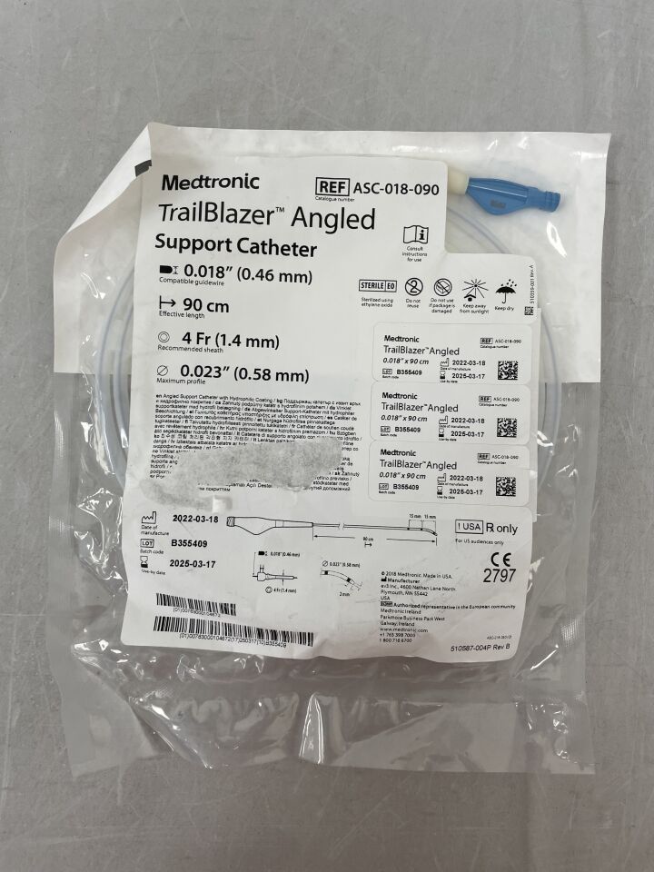 ASC-018-090 - MEDTRONIC - Trailblazer Angled Support Catheter 0.018" x 90cm, (EA) - ( Expiry Date: 2025-03-17 )