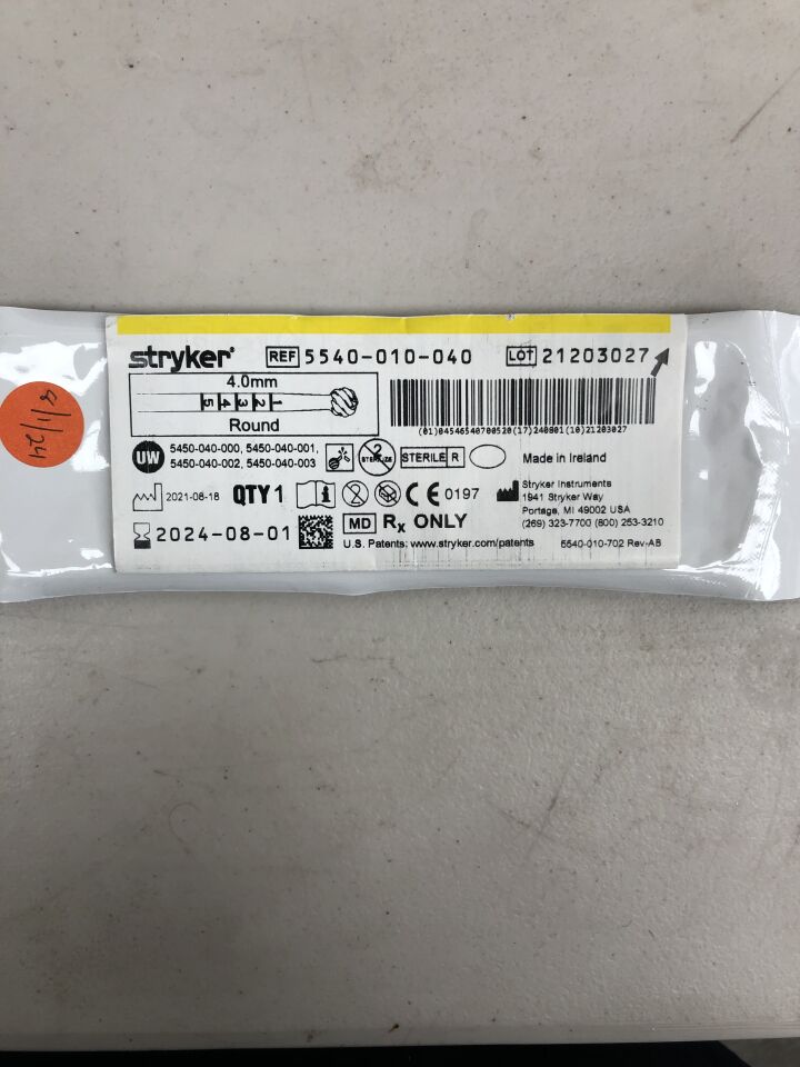 5540-010-040 - STRYKER - Round Fluted Burr, 4 mm Head Diameter, (EA) - ( Expiry Date: 2024-08-01 )