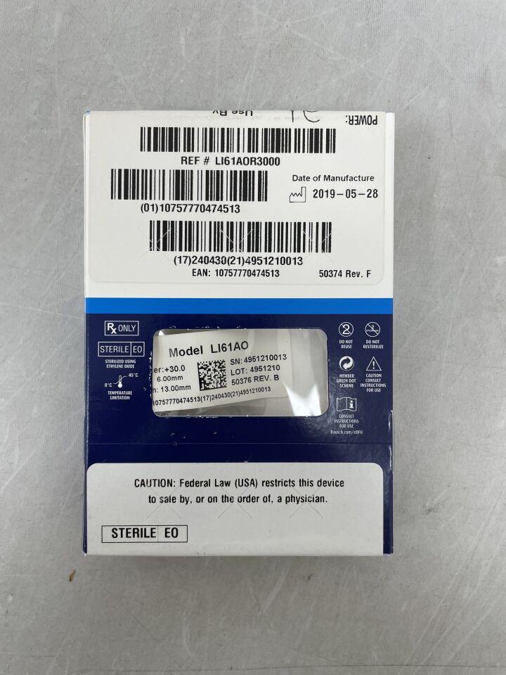 LI61AOR3000 - BAUSCH & LOMB - SofPort IOL Advanced Optics Aspheric Lens, +30.0D, () - ( Expiry Date: )