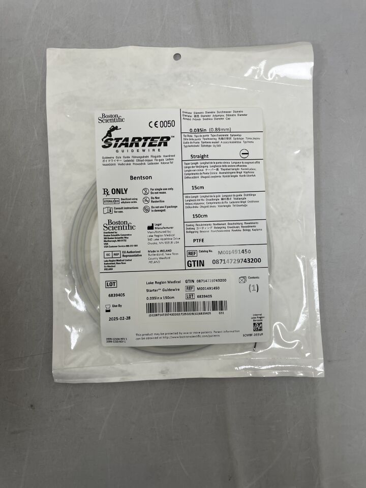 49145 - BOSTON SCIENTIFIC - Starter Guidewire - Bentson Straight - .035" x 150cm, () - ( Expiry Date: )