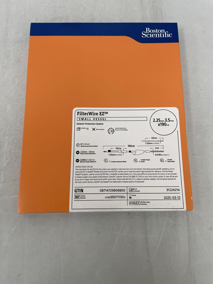 39071190 - BOSTON SCIENTIFIC - FilterWire EZ Small Vessel Embolic Protection System, 2.25mm-3.5mm 190cm, () - ( Expiry Date: )