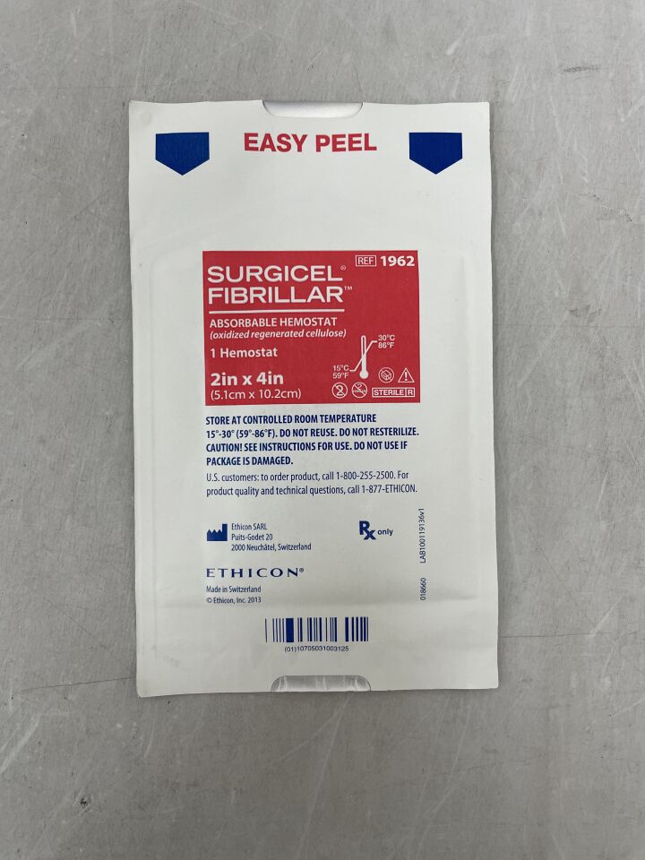 1962 - ETHICON - Surgicel Original Absorbable Hemostat, 2 x 4 in., () - ( Expiry Date: )