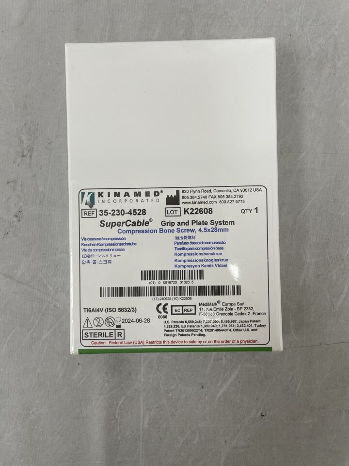 35-230-4528 - KINAMED - SuperCable Grip and Plate System, Compression Bone Screw, 4.5x28mm, () - ( Expiry Date: )