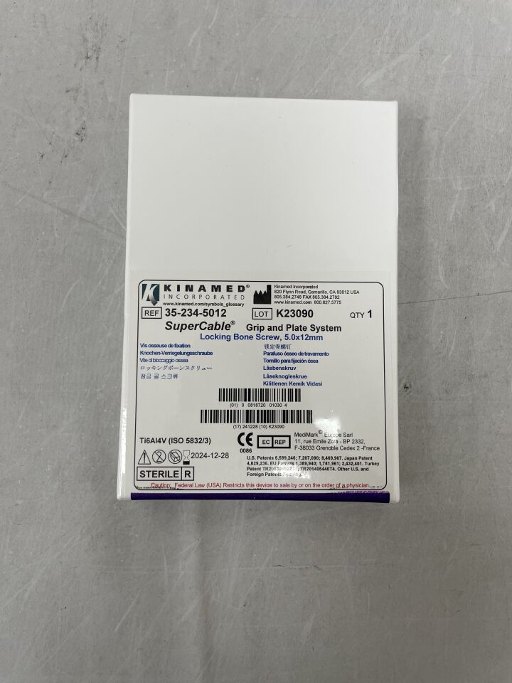 35-234-5012 - KINAMED - SuperCable Grip and Plate System, Locking Bone Screw, 5.0x12mm, () - ( Expiry Date: )