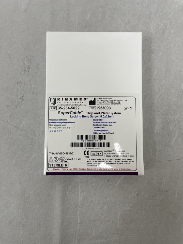 35-234-5022 - KINAMED - SuperCable Grip and Plate System, Locking Bone Screw, 5.0x22mm, () - ( Expiry Date: )