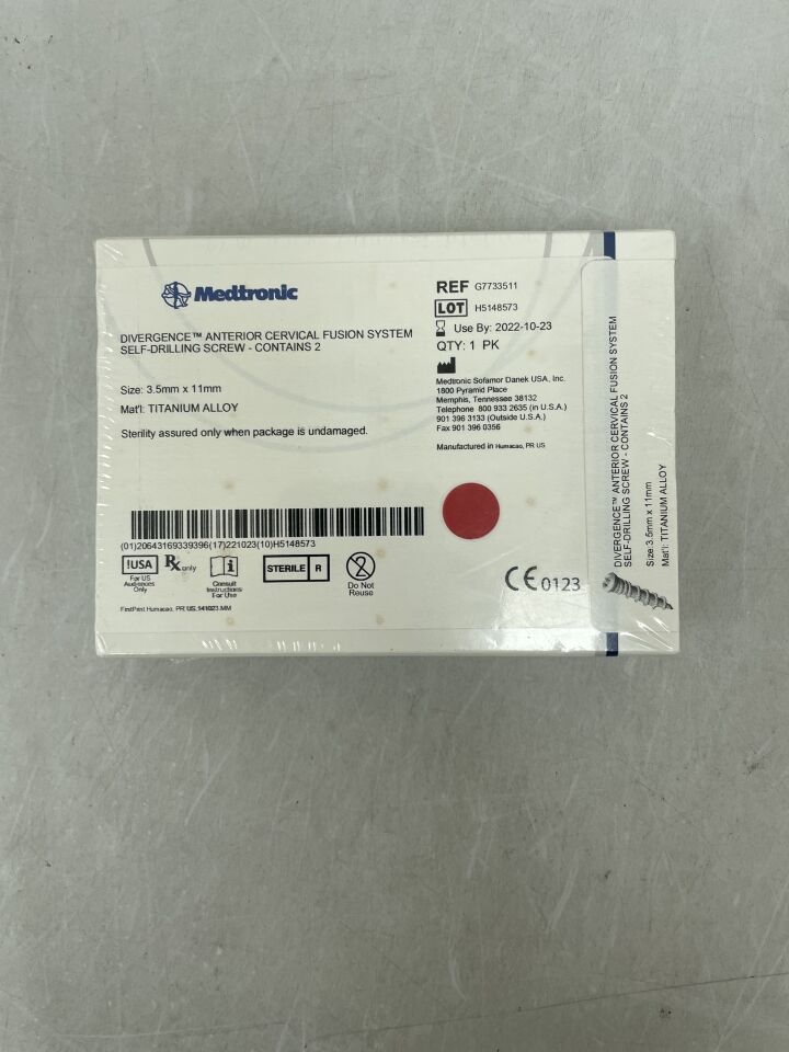 G7733511 - MEDTRONIC - Divergence Anterior Cervical Fusion System Self Drilling Screw, 3.5 x 11mm, () - ( Expiry Date: )