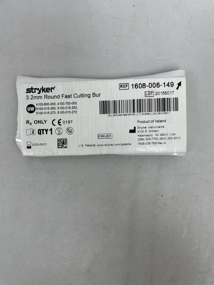 1608-006-149 - STRYKER - Round Stainless Steel Fast Cutting Burr, 3.2 mm Head Diame, () - ( Expiry Date: )