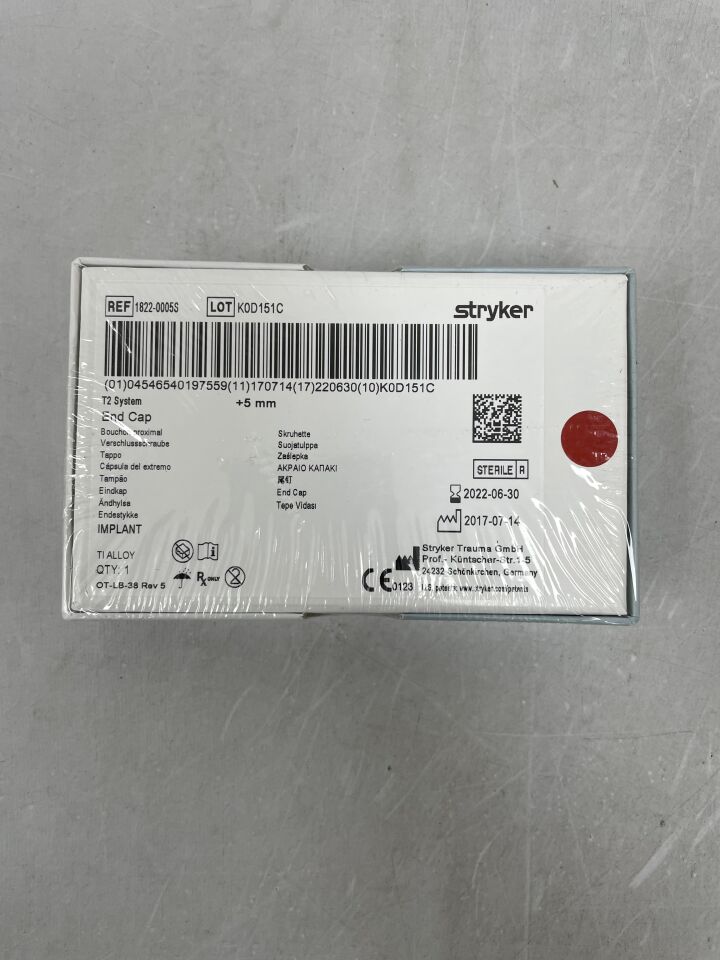 1822-0005S - STRYKER - T2 System , +5mm End Cap TI Alloy , () - ( Expiry Date: )