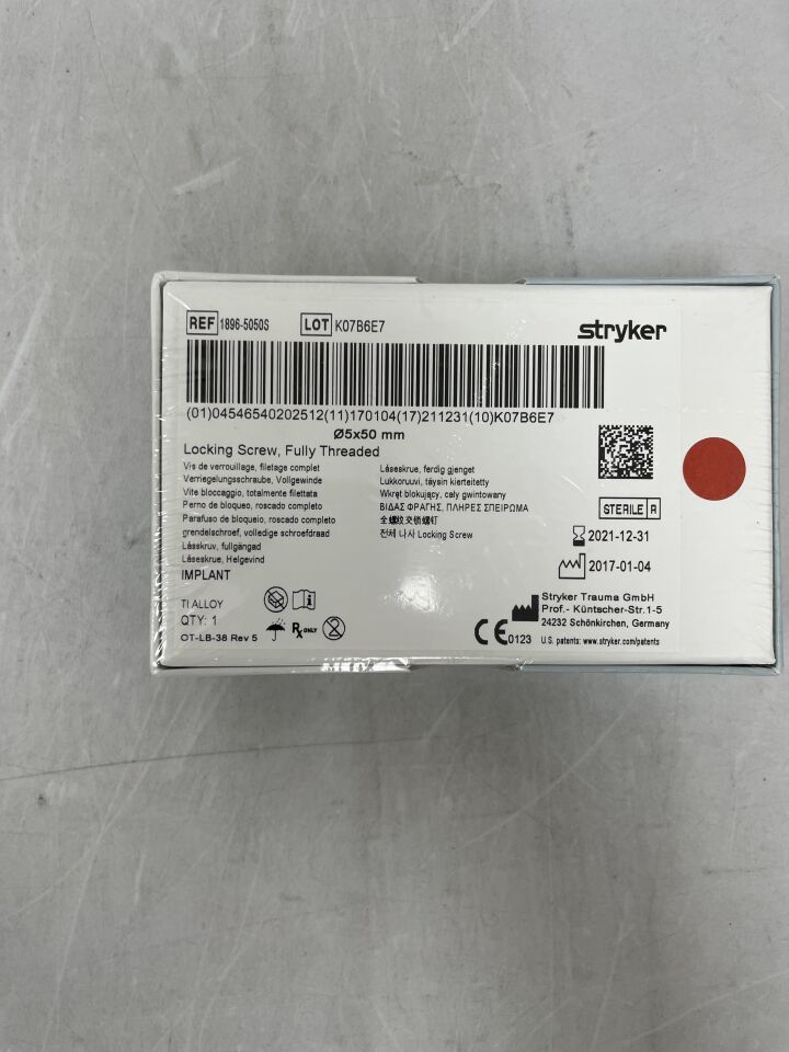 1896-5050S - STRYKER - 5mm Locking Screw - Fully Threaded / 50mm, () - ( Expiry Date: )