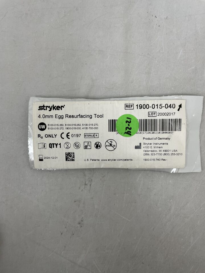 1900-015-040 - STRYKER - Egg Resurfacing Tool, 4 mm, () - ( Expiry Date: )