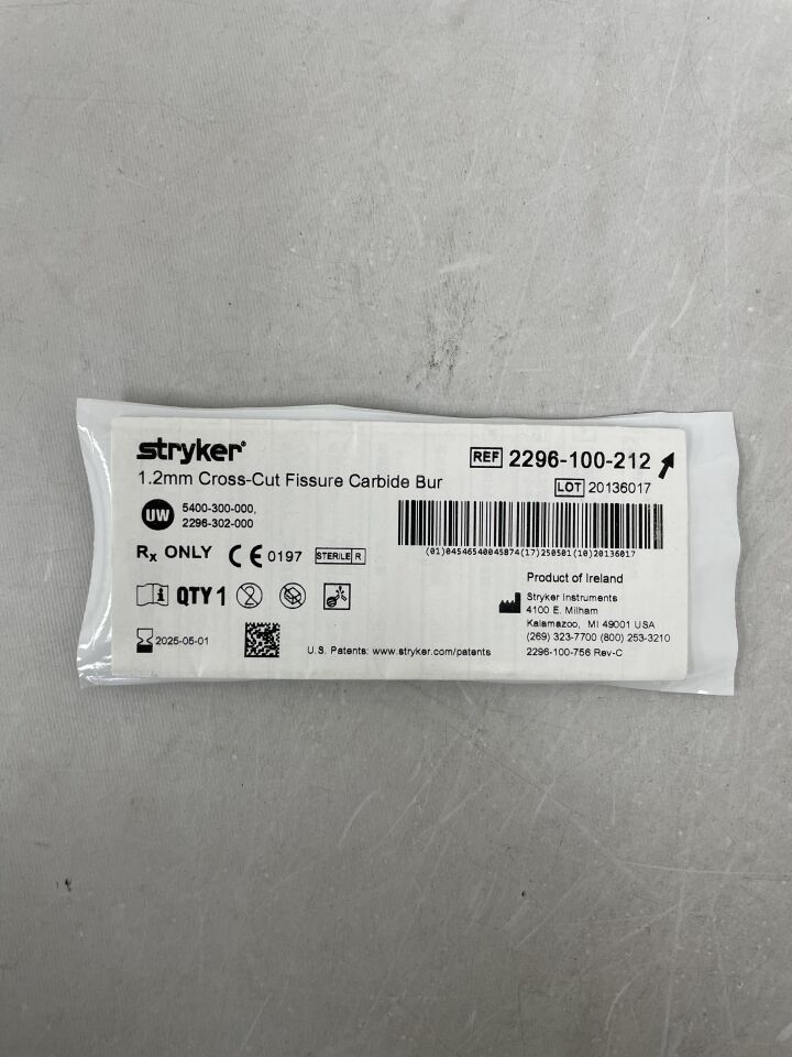 2296-100-212 - STRYKER - Cross-Cut Fissure Carbide Bur, () - ( Expiry Date: )