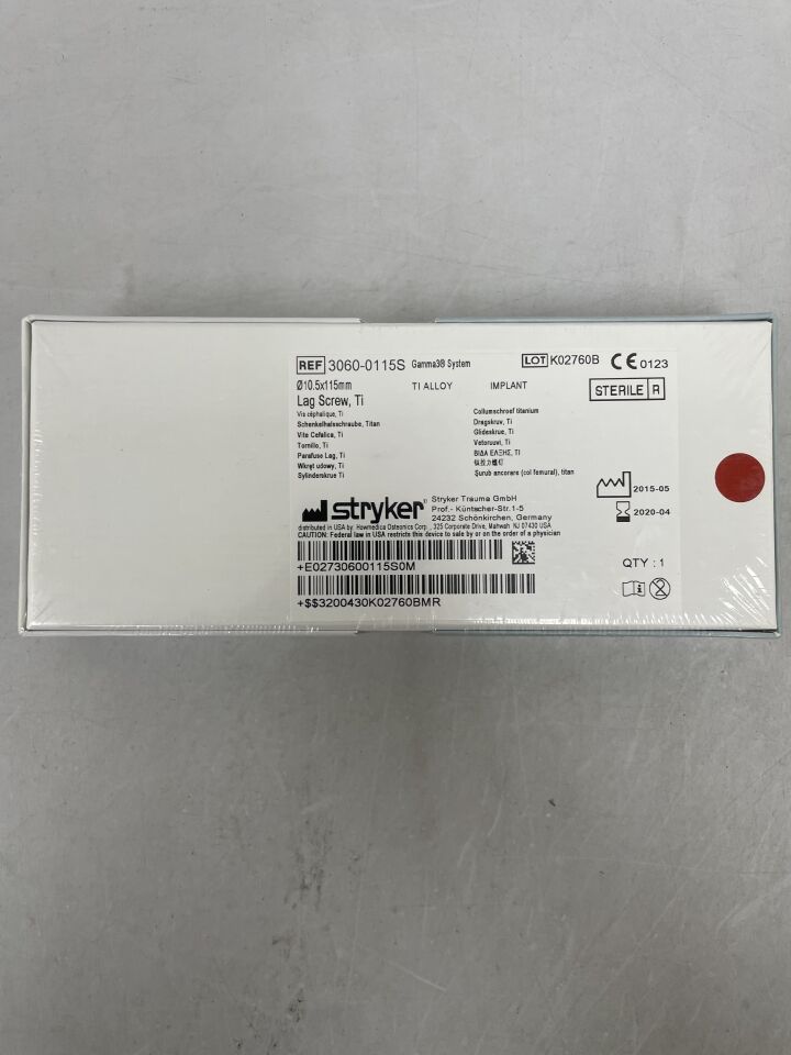 3060-0115S - STRYKER - Titanium Lag Screw, 10.5 x 115 mm , () - ( Expiry Date: )