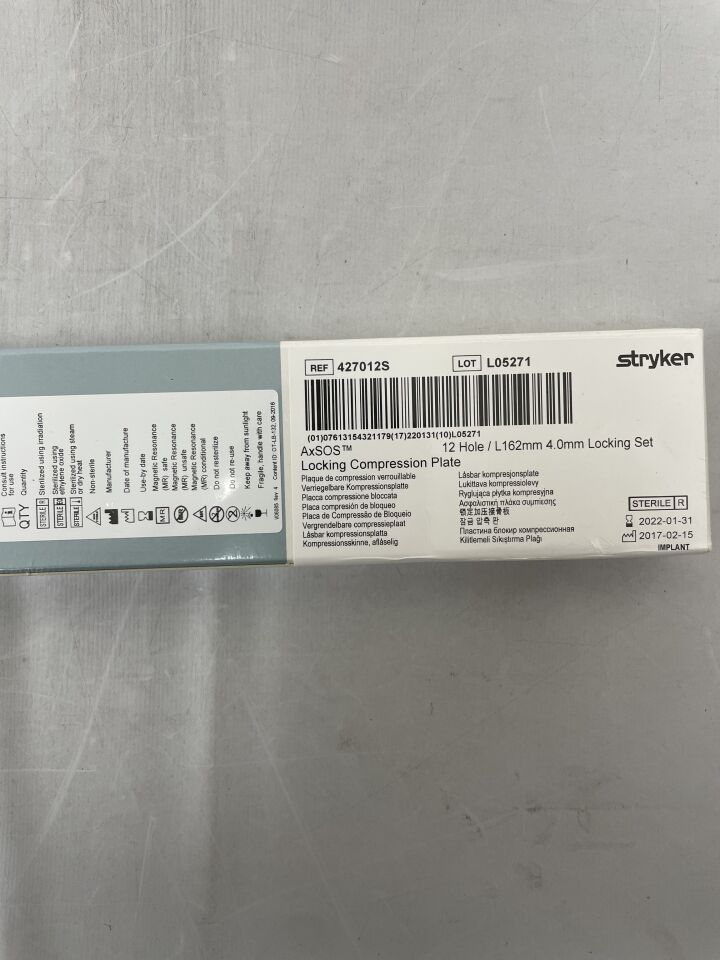 427012S - STRYKER - AxSOS Locking Compression Plate, 12 hole, 162mm, () - ( Expiry Date: )