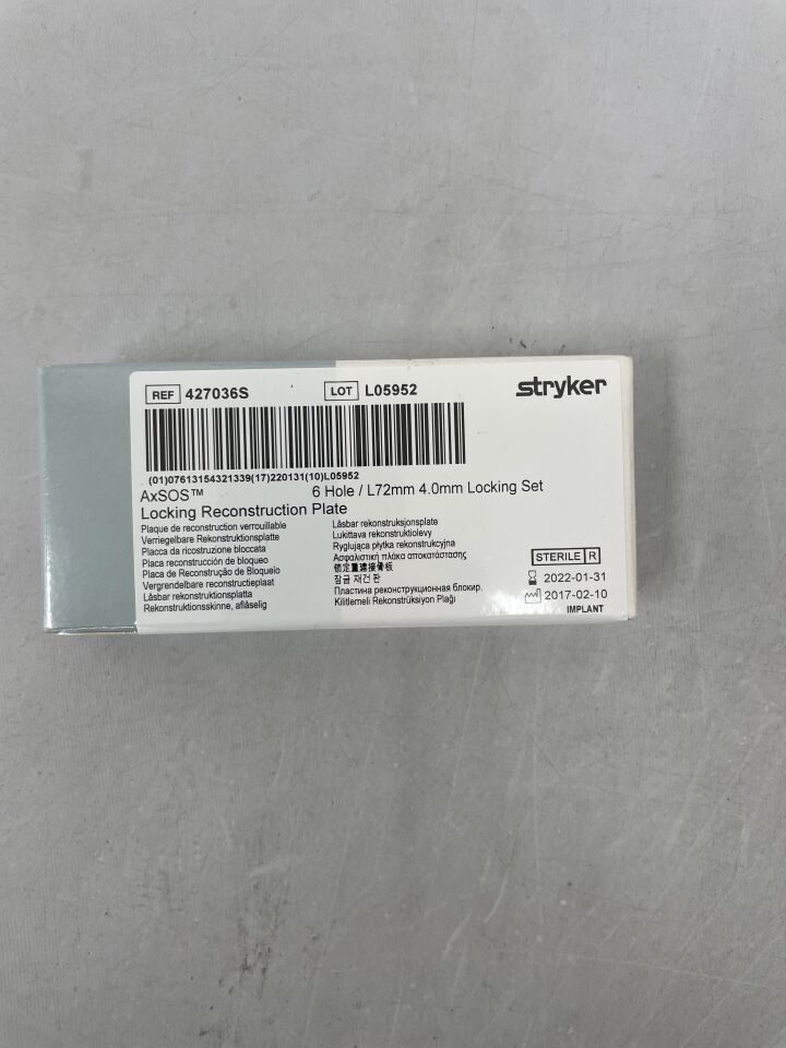 427036S - STRYKER - AxSOS Locking Reconstruction Plate, 6 Hole, 72mm, () - ( Expiry Date: )